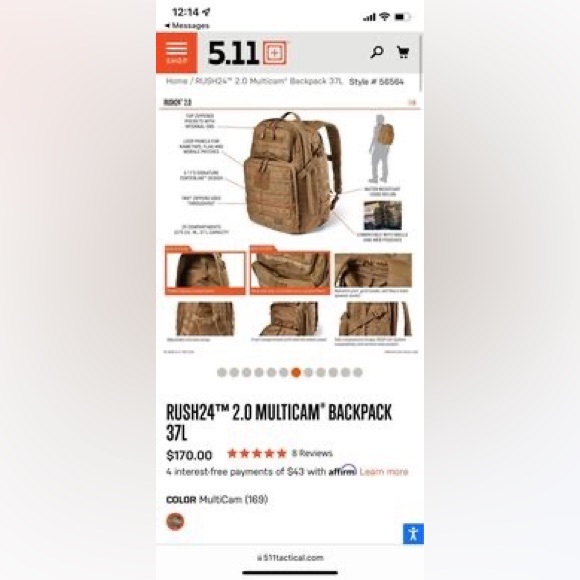 5.11 RUSH24 2.0 MULTICAM BACKPACK 37L - Picture 5 of 10